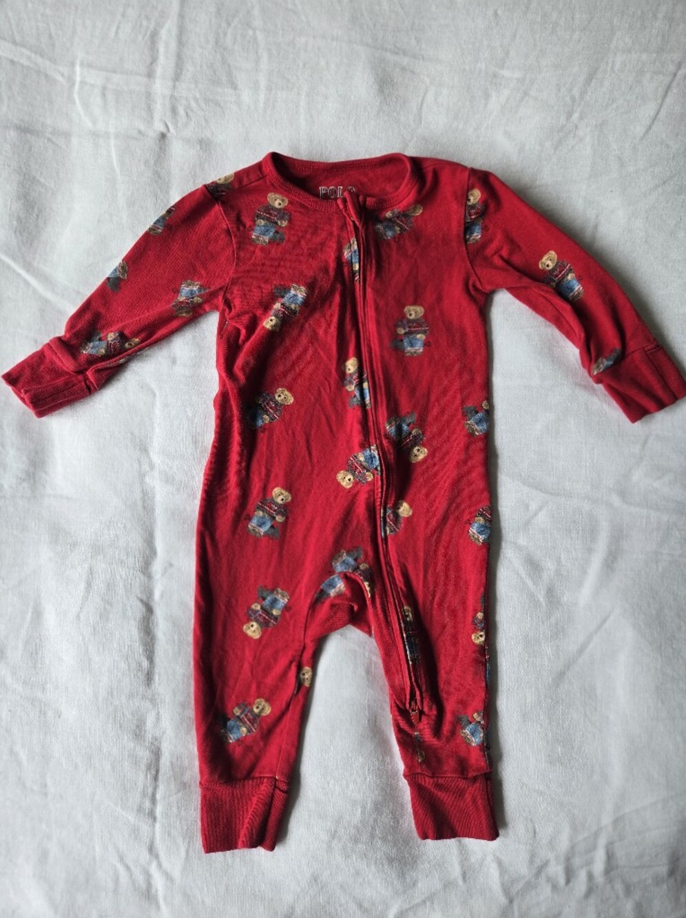 Polo Ralph Lauren Polo Bear Red Zip Sleeper Pajamas 0–6M